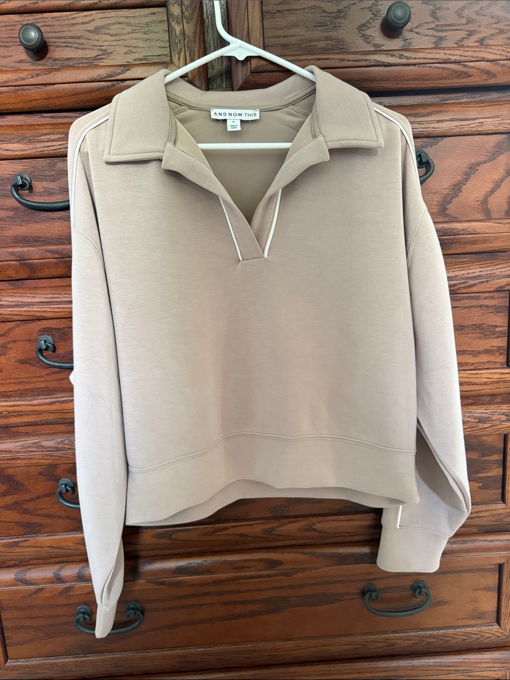Women's Taupe Polo-Collar Sweatshirt by And Now This